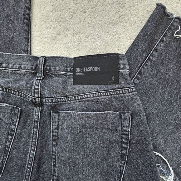 One Teaspoon | Smiths Wide Leg Barrel Denim Jeans Washed Black, Womens 26 - Picture 6 of 7